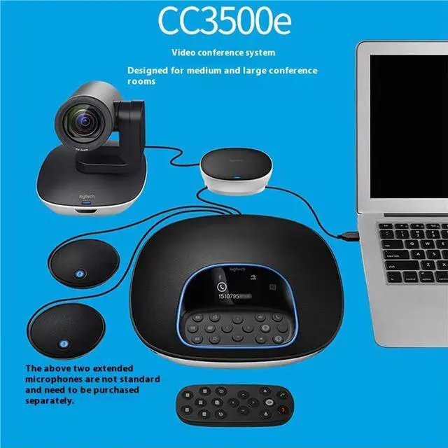Alt view image 4 of 4 - Logitech CC3500e STMP100 Expansion Microphone for GROUP System - Extends Coverage to 28ft, Plug & Play, Mute Button, Omnidirectional Mic, Black-single pack