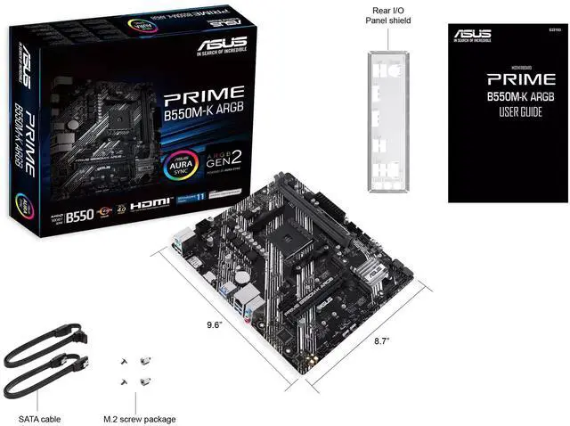 Alt view image 7 of 7 - ASUS PRIME B550M-K ARGB AMD B550 (Ryzen AM4) mATX motherboard,M.2 slot,PCIe 4.0,Realtek 1G wired LAN,DisplayPort/HDMI,SATA 6 Gbps,USB 3.2 Gen 1 rear connector support, Aura Sync