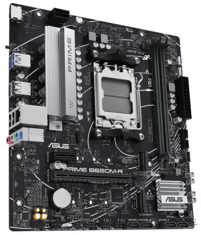 Alt view image 4 of 7 - ASUS PRIME B650M-R AMD B650 Micro-ATX motherboard,AM5,DDR5,PCIe 4.0 ,Realtek 2.5Gb Ethernet, SATA 6 Gbps, USB 5Gbps Type-C®, BIOS FlashBack, Two-Way AI Noise Cancelation, Aura Sync