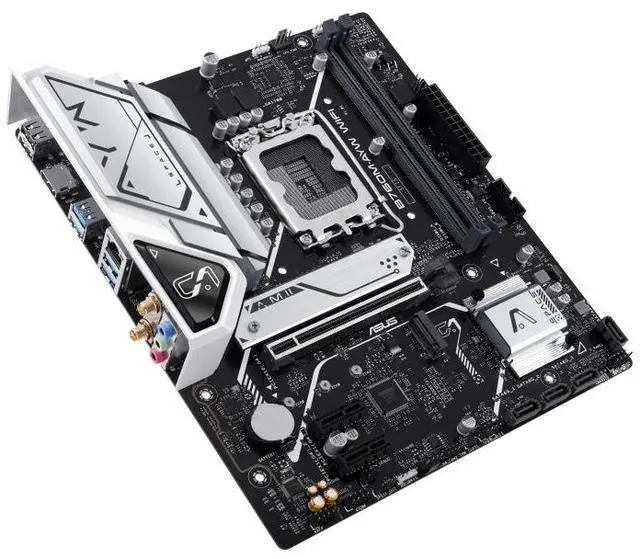 Alt view image 5 of 7 - ASUS B760M-AYW WIFI, Intel® B760 LGA 1700 mATX motherboard, PCIe 4.0, PCIe 4.0 M.2 slots, DDR5, Realtek 2.5Gb Ethernet, WiFi 6, HDMI, SATA 6 Gbps, front USB 3.2 Gen 1, Aura Sync