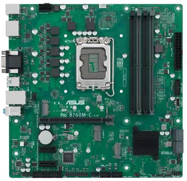 Alt view image 2 of 6 - ASUS PRO B760M-C CSM Business Motherboard Socket Intel LGA 1700 (mATX, CSM, Control Center Express, COM Debug Header, DDR5, PCIe 4.0, Q-LED Core)