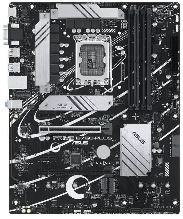 Alt view image 2 of 7 - ASUS Prime B760-PLUS-CSM,  Intel® B760 LGA 1700 ATX motherboard, PCIe 5.0, three PCIe 4.0 M.2 slots, DDR5, Realtek 2.5Gb Ethernet, DisplayPort, VGA, SATA 6 Gbps, USB 3.2 Gen 2x2 Type-C®,  Aura Sync