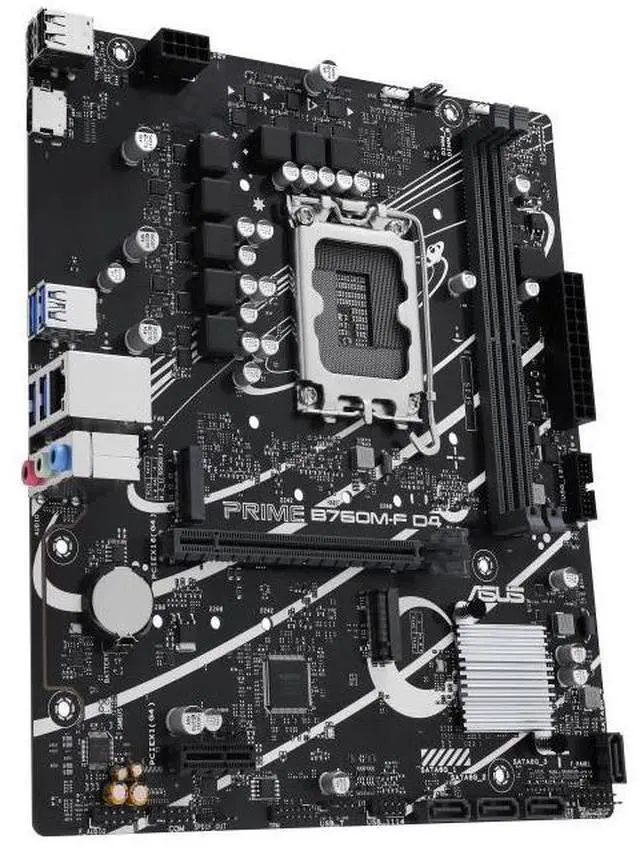 Alt view image 2 of 7 - ASUS PRIME B760M-F D4, Intel B760 LGA 1700 micro-ATX motherboard, PCIe 4.0, two PCIe 4.0 M.2 slots, DDR4, Realtek 1Gb Ethernet, HDMI, SATA 6 Gbps, USB 5Gbps ports, Aura Sync