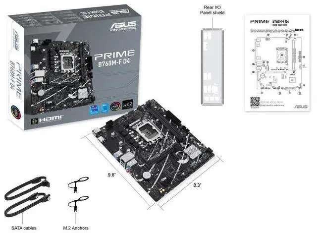Alt view image 7 of 7 - ASUS PRIME B760M-F D4, Intel B760 LGA 1700 micro-ATX motherboard, PCIe 4.0, two PCIe 4.0 M.2 slots, DDR4, Realtek 1Gb Ethernet, HDMI, SATA 6 Gbps, USB 5Gbps ports, Aura Sync