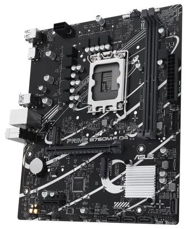 Alt view image 3 of 7 - ASUS PRIME B760M-F D4, Intel B760 LGA 1700 micro-ATX motherboard, PCIe 4.0, two PCIe 4.0 M.2 slots, DDR4, Realtek 1Gb Ethernet, HDMI, SATA 6 Gbps, USB 5Gbps ports, Aura Sync