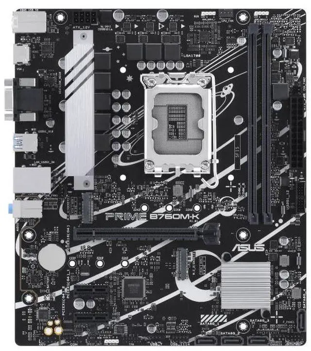 Alt view image 2 of 7 - ASUS Prime B760M-K-CSM, Intel® B760 LGA 1700 mATX motherboard PCIe 4.0, two PCIe 4.0 M.2 slots, DDR5, Realtek 2.5Gb Ethernet, VGA, HDMI, SATA 6 Gbps, USB 3.2 Gen 1, Aura Sync