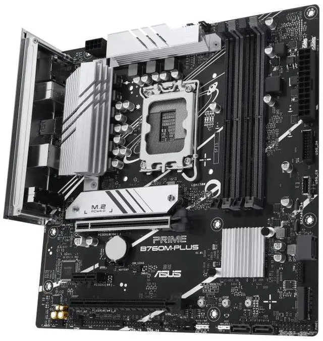 Alt view image 4 of 6 - ASUS PRIME B760M-PLUS Intel B760 (LGA 1700) micro-ATX motherboard  PCIe 4.0, DDR5, two M.2 slots, Realtek 2.5Gb Ethernet, SATA 6 Gbps, rear USB 10Gbps, USB 5Gbps Type-C, Aura Sync