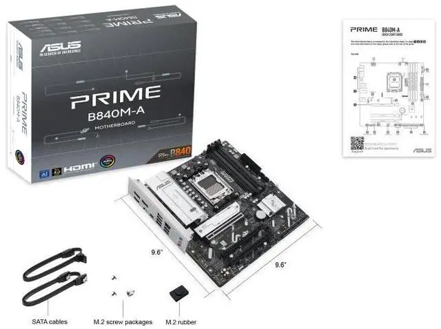 Alt view image 7 of 7 - ASUS PRIME B840M-A AMD B840(AM5 Socket) microATX motherboard, DDR5, PCle 4.0 Ready, Realtek 2.5Gb wired LAN card, Dual DisplayPort, Rear/Front USB 5Gbps Type-c, BIOS FlashBack,AURA SYNC