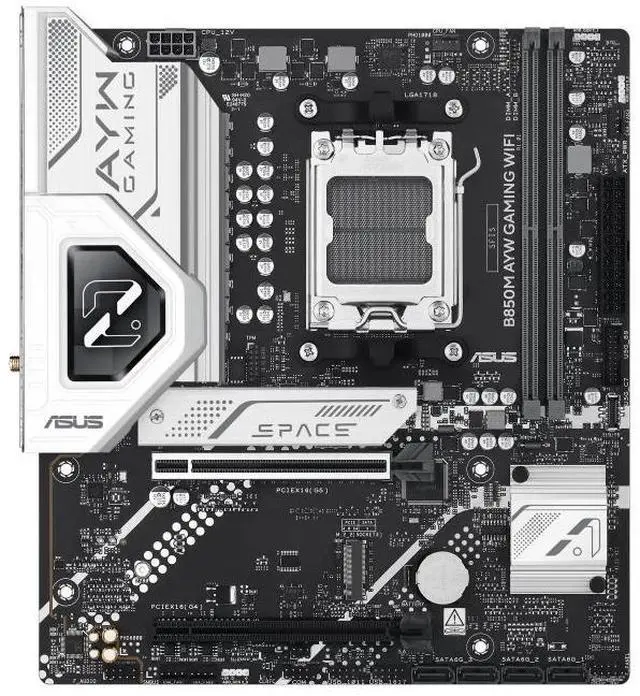 Alt view image 2 of 7 - ASUS B850M AYW GAMING WIFI AMD B850 micro-ATXmotherboard AM5, DDR5, PCle 5.0Ready, Wi-Fi 6,Realtek 2.5Gb Ethernet, HDMlrear USB 10Gbps Type-A, front USB5Gbps Type-c®, BlOS FlashBack, Aura Sync