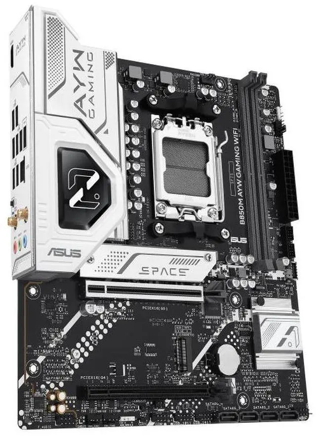 Alt view image 4 of 7 - ASUS B850M AYW GAMING WIFI AMD B850 micro-ATXmotherboard AM5, DDR5, PCle 5.0Ready, Wi-Fi 6,Realtek 2.5Gb Ethernet, HDMlrear USB 10Gbps Type-A, front USB5Gbps Type-c®, BlOS FlashBack, Aura Sync