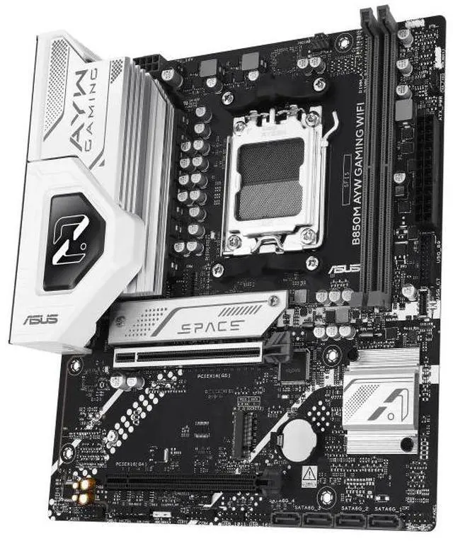 Alt view image 3 of 7 - ASUS B850M AYW GAMING WIFI AMD B850 micro-ATXmotherboard AM5, DDR5, PCle 5.0Ready, Wi-Fi 6,Realtek 2.5Gb Ethernet, HDMlrear USB 10Gbps Type-A, front USB5Gbps Type-c®, BlOS FlashBack, Aura Sync
