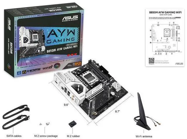 Alt view image 7 of 7 - ASUS B850M AYW GAMING WIFI AMD B850 micro-ATXmotherboard AM5, DDR5, PCle 5.0Ready, Wi-Fi 6,Realtek 2.5Gb Ethernet, HDMlrear USB 10Gbps Type-A, front USB5Gbps Type-c®, BlOS FlashBack, Aura Sync
