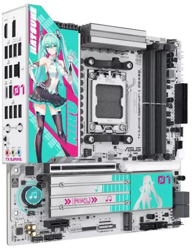 Alt view image 3 of 7 - ASUS TX GAMING B850M WIFI S-HATSUNE MIKU AMD AM5 mATX Motherboard, PCIe 5.0, WiFi 6E, three M.2slots, SATA interface, M.2 interface (NVMe protocol),Aura Sync