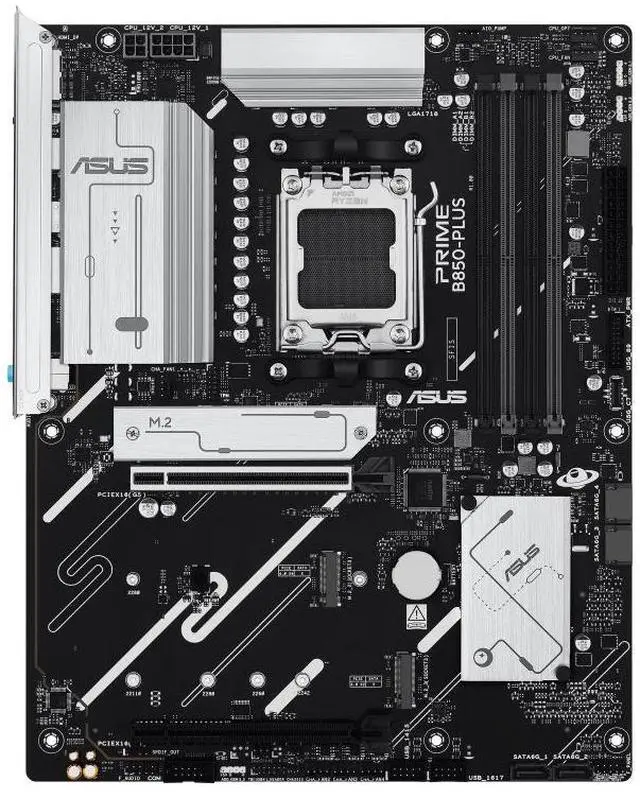 Alt view image 2 of 7 - ASUS PRIME B850-PLUS AMD B850 ATX motherboard AM5 DDR5, PCle 5.0 Ready, three M.2slots, Realtek 2.5Gb Ethernet,DisplayPort, rear USB10Gbps Type-A & Type-c, BlOS FlashBack, Aura Sync