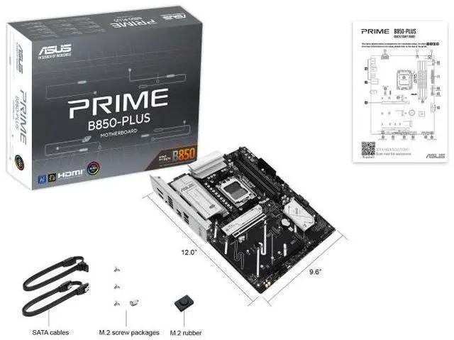 Alt view image 7 of 7 - ASUS PRIME B850-PLUS AMD B850 ATX motherboard AM5 DDR5, PCle 5.0 Ready, three M.2slots, Realtek 2.5Gb Ethernet,DisplayPort, rear USB10Gbps Type-A & Type-c, BlOS FlashBack, Aura Sync