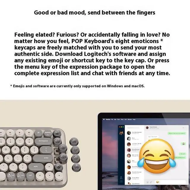 Alt view image 2 of 7 - Logitech POP Keys & Mouse Wireless Bundle (Smokey White) - Dual Mode Connectivity, Silent Touch Technology, 87-Key Compact Layout