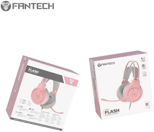 Alt view image 3 of 3 - FANTECH FLASH HQ53 Pink Gaming Headset Lightweight But Durable,Light Effect,Dual 3.5mmTRS+USB A Plug Type,Pink