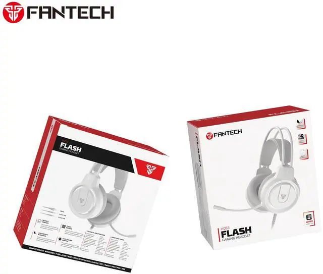 Alt view image 3 of 3 - FANTECH FLASH HQ53 White Gaming Headset Lightweight But Durable,Light Effect,Dual 3.5mmTRS+USB A Plug Type,White