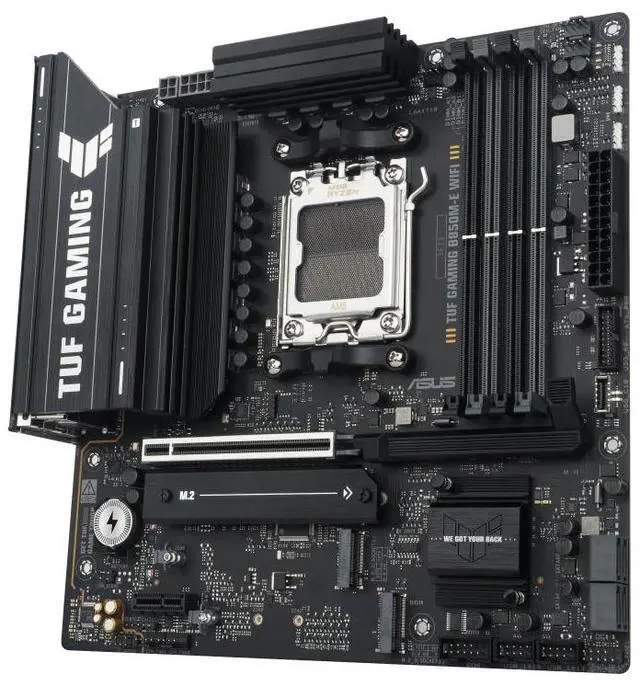 Alt view image 3 of 7 - ASUS TUF GAMING B850M-E WIFI AMD B850 mATX motherboard AM5, three M.2 DisplayPort, rear USB10Gbps Type-Ceport, Bl0SFlashBack,Addressable RGB Gen2 headers, Aura Sync