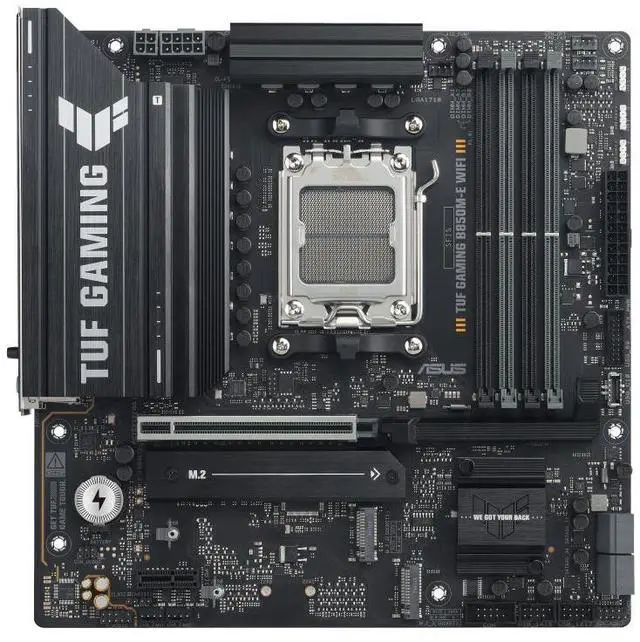 Alt view image 2 of 7 - ASUS TUF GAMING B850M-E WIFI AMD B850 mATX motherboard AM5, three M.2 DisplayPort, rear USB10Gbps Type-Ceport, Bl0SFlashBack,Addressable RGB Gen2 headers, Aura Sync