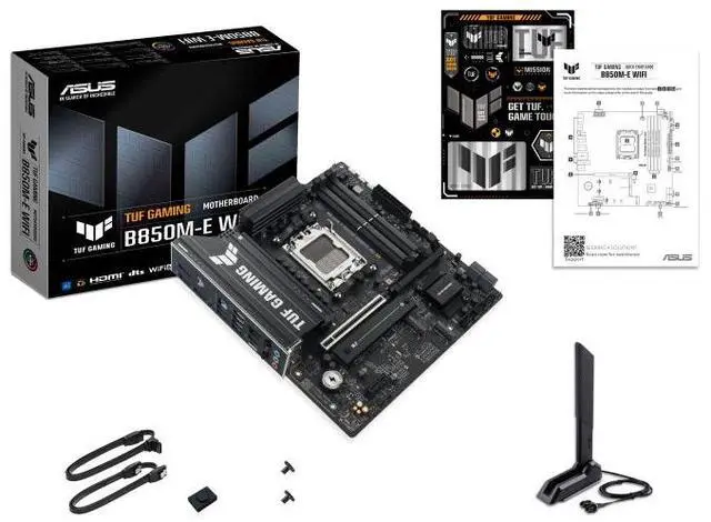 Alt view image 7 of 7 - ASUS TUF GAMING B850M-E WIFI AMD B850 mATX motherboard AM5, three M.2 DisplayPort, rear USB10Gbps Type-Ceport, Bl0SFlashBack,Addressable RGB Gen2 headers, Aura Sync