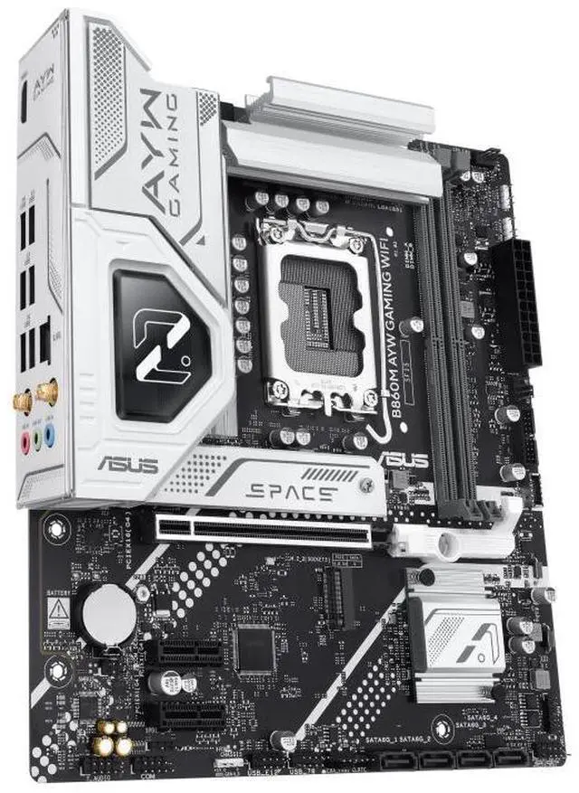 Alt view image 3 of 7 - ASUS B860M AYW GAMING WIFI Intel B860 LGA1851 micro-ATXmotherboard, DDR5 slots, PCle 4.0, front USB 5GbpsType-c, 2 x M.2 slots, M.2 Q.Latch, PCle Slot Q-Release, Pre-mounted l/0 shield, Aura Sync