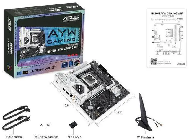 Alt view image 7 of 7 - ASUS B860M AYW GAMING WIFI Intel B860 LGA1851 micro-ATXmotherboard, DDR5 slots, PCle 4.0, front USB 5GbpsType-c, 2 x M.2 slots, M.2 Q.Latch, PCle Slot Q-Release, Pre-mounted l/0 shield, Aura Sync