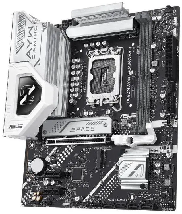 Alt view image 4 of 7 - ASUS B860M AYW GAMING WIFI Intel B860 LGA1851 micro-ATXmotherboard, DDR5 slots, PCle 4.0, front USB 5GbpsType-c, 2 x M.2 slots, M.2 Q.Latch, PCle Slot Q-Release, Pre-mounted l/0 shield, Aura Sync