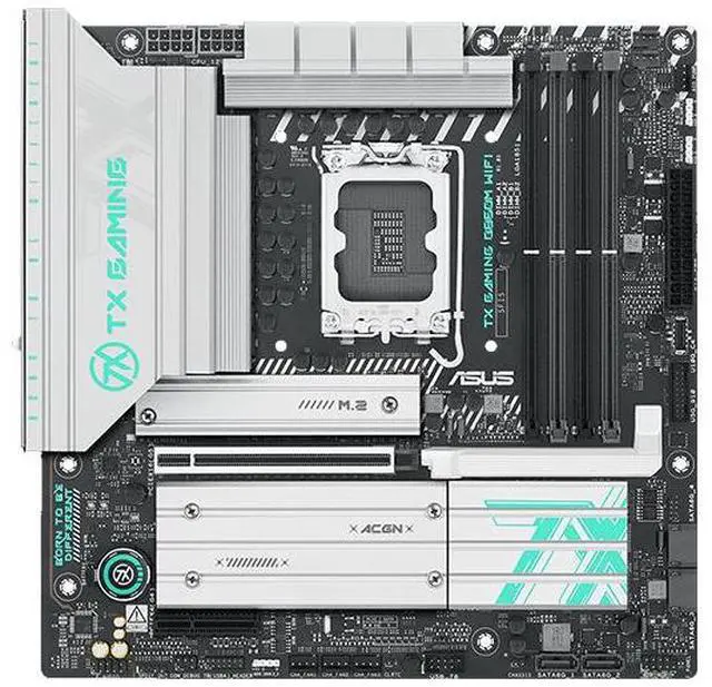 Main image of ASUS TX GAMING B860M WIFI Intel B860 (LGA 1851) mATX Motherboard,AlPC,DDR5,AEMP 3.0,2.5G Wired LAN,Wi-Fi 6E,USB 20Gbps Type-c,ASUS WIFl Mobile Antenna,M.2 Convenient Buckle,Aura Sync RGB Light Sync