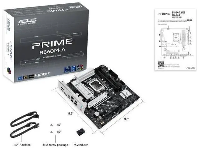 Alt view image 7 of 7 - ASUS PRIME B860M-A Intel B860 (LGA 1851)mATXmotherboard,  DDR5, PCle 5.0x16 slot, dual DisplayPort,rear USB 20Gbps port Type-c 2 x M.2 slots, Realtek2.5Gb Ethernet, SATA 6 Gbps, Aura Sync