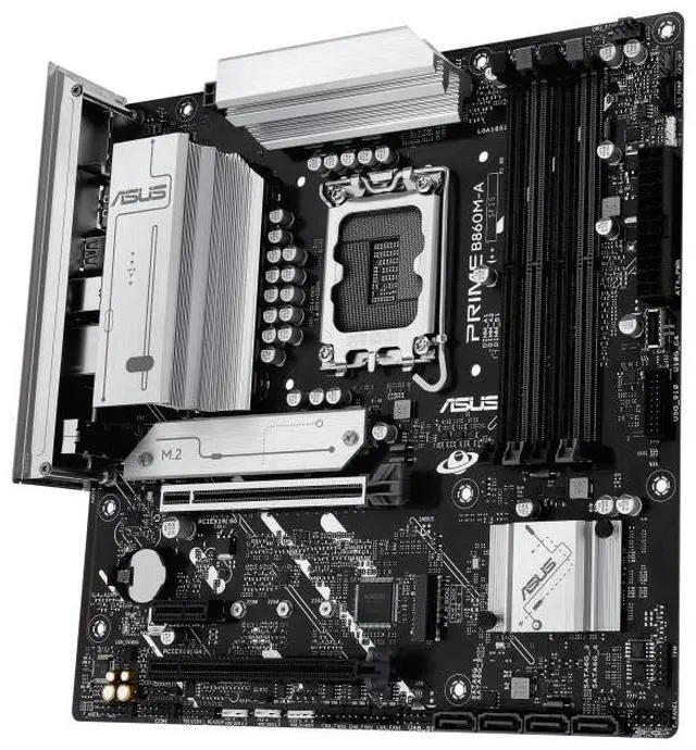 Alt view image 4 of 7 - ASUS PRIME B860M-A Intel B860 (LGA 1851)mATXmotherboard,  DDR5, PCle 5.0x16 slot, dual DisplayPort,rear USB 20Gbps port Type-c 2 x M.2 slots, Realtek2.5Gb Ethernet, SATA 6 Gbps, Aura Sync