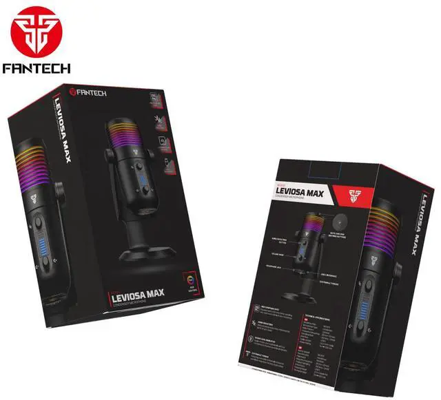 Alt view image 6 of 6 - FANTECH LEVIOSA MAX MCX03 Wired Condenser Microphone,192 kHz / 24-bit High Sampling Rate,Noise Reduction,Cardioid Polar Pattern,USB C Interface,RGB Lighting,Black