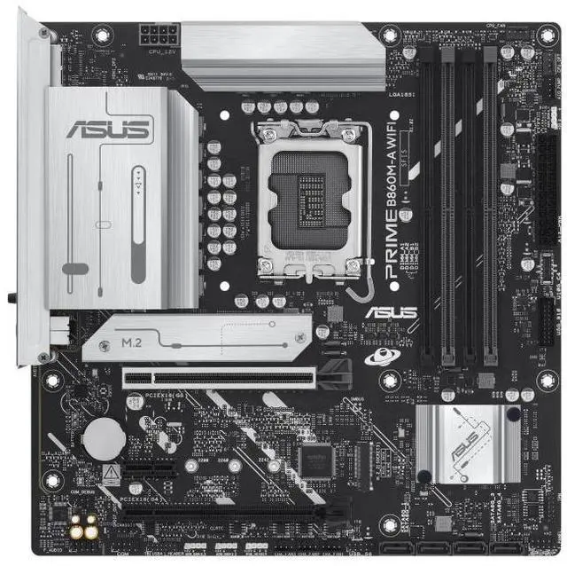 Alt view image 2 of 7 - ASUS PRIME B860M-A WIFI Intel B860 (LGA 1851)mATXmotherboard, Advanced Al PC-ready, DDR5, PCle 5.0x16 SafeSlot, dual DisplayPort,rear USB 20Gbps portType-c,2 x M.2 slots,SATA 6Gbps,Aura Sync