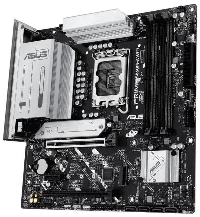Alt view image 4 of 7 - ASUS PRIME B860M-A WIFI Intel B860 (LGA 1851)mATXmotherboard, Advanced Al PC-ready, DDR5, PCle 5.0x16 SafeSlot, dual DisplayPort,rear USB 20Gbps portType-c,2 x M.2 slots,SATA 6Gbps,Aura Sync