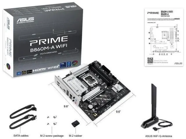 Alt view image 7 of 7 - ASUS PRIME B860M-A WIFI Intel B860 (LGA 1851)mATXmotherboard, Advanced Al PC-ready, DDR5, PCle 5.0x16 SafeSlot, dual DisplayPort,rear USB 20Gbps portType-c,2 x M.2 slots,SATA 6Gbps,Aura Sync