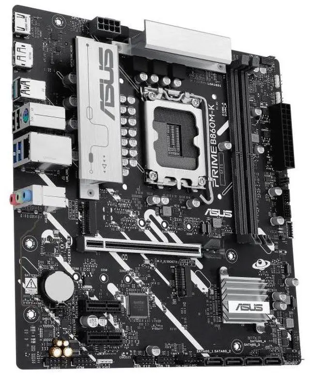 Alt view image 2 of 7 - ASUS PRIME B860M-K Intel B860(LGA1851)mATXmotherboard  PCle 4.0 x16SafeSlot Core+ ,two M.2 slots one M.2 slot,PCle 5.0, DDR5, Realtek 2.5GbEthernet, DisplayPort ,SATA 6 Gbps, Aura Sync