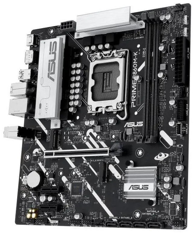 Alt view image 3 of 7 - ASUS PRIME B860M-K Intel B860(LGA1851)mATXmotherboard  PCle 4.0 x16SafeSlot Core+ ,two M.2 slots one M.2 slot,PCle 5.0, DDR5, Realtek 2.5GbEthernet, DisplayPort ,SATA 6 Gbps, Aura Sync
