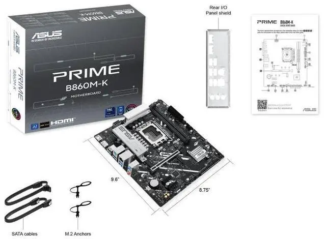 Alt view image 7 of 7 - ASUS PRIME B860M-K Intel B860(LGA1851)mATXmotherboard  PCle 4.0 x16SafeSlot Core+ ,two M.2 slots one M.2 slot,PCle 5.0, DDR5, Realtek 2.5GbEthernet, DisplayPort ,SATA 6 Gbps, Aura Sync