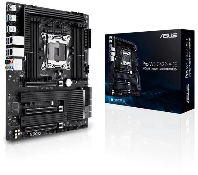 Main image of ASUS PRO WS C422-ACE Intel ATX LGA 2066 Workstation motherboard Intel C422 PCIe 3.0 x16, 14 power stages, triple M.2 with dual M.2 heatsinks, dual U.2, dual Intel LAN, DDR4 ECC memory support