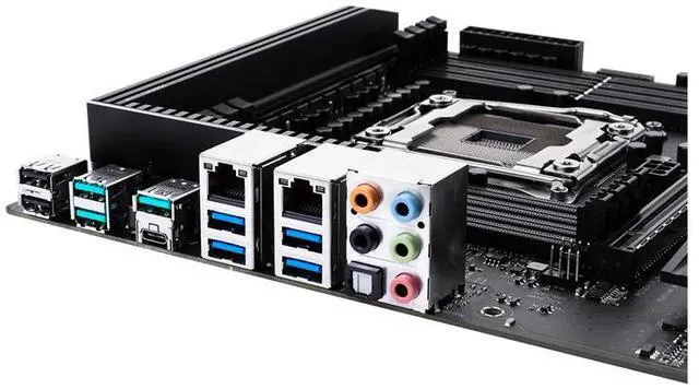 Alt view image 4 of 7 - ASUS PRO WS C422-ACE Intel ATX LGA 2066 Workstation motherboard Intel C422 PCIe 3.0 x16, 14 power stages, triple M.2 with dual M.2 heatsinks, dual U.2, dual Intel LAN, DDR4 ECC memory support
