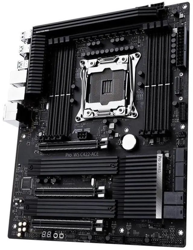 Alt view image 6 of 7 - ASUS PRO WS C422-ACE Intel ATX LGA 2066 Workstation motherboard Intel C422 PCIe 3.0 x16, 14 power stages, triple M.2 with dual M.2 heatsinks, dual U.2, dual Intel LAN, DDR4 ECC memory support