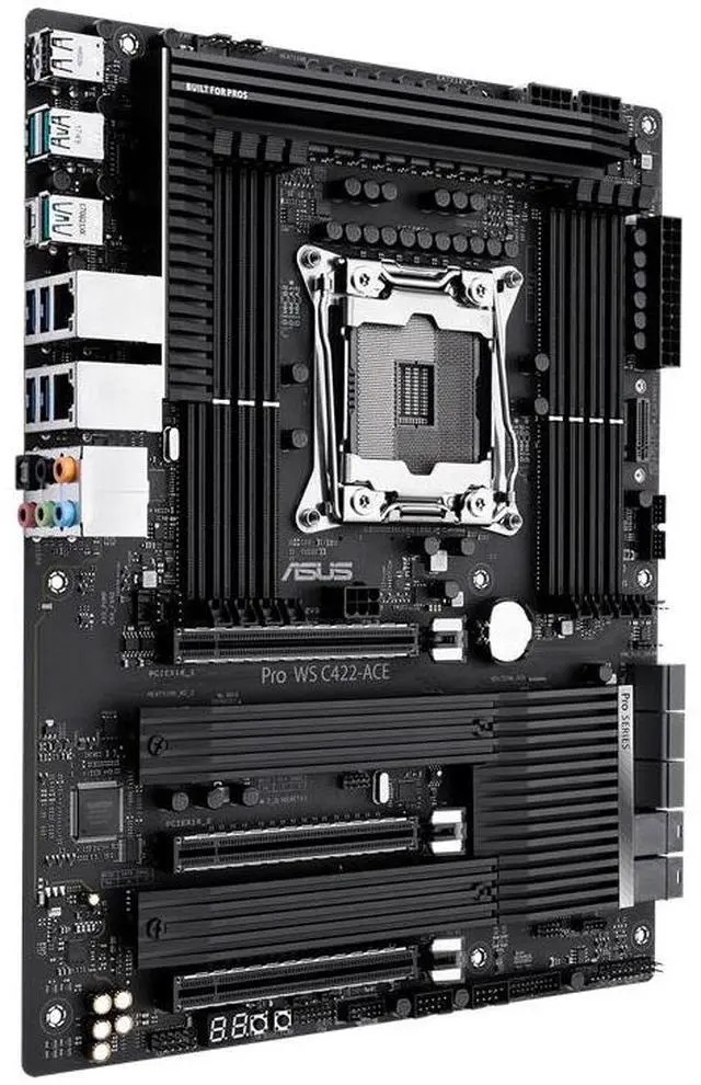 Alt view image 3 of 7 - ASUS PRO WS C422-ACE Intel ATX LGA 2066 Workstation motherboard Intel C422 PCIe 3.0 x16, 14 power stages, triple M.2 with dual M.2 heatsinks, dual U.2, dual Intel LAN, DDR4 ECC memory support