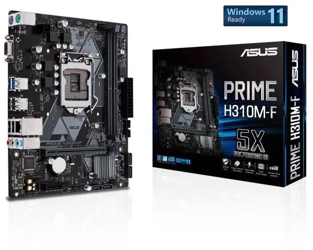 Main image of ASUS PRIME H310M-F Intel H310 (LGA 1151) micro ATX motherboard with PCIe 3.0, D-Sub, USB 3.2 Gen 1 Type-A, SATA 6 Gbps, Realtek 1 Gb Ethernet