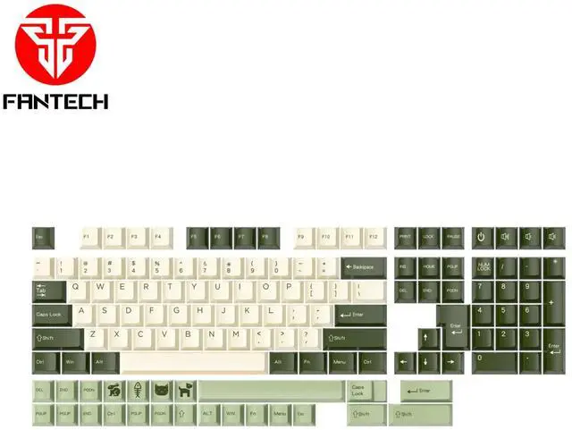 Main image of FANTECH Keycap Set Cherry Profile-Pet Double Shot,Dual-Shot Pbt Keycaps,Milky Matcha