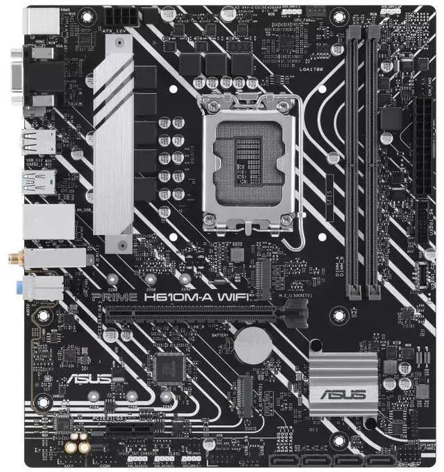 Alt view image 2 of 7 - ASUS PRIME H610M-A WIFI Intel H610 (LGA 1700) mATX motherboard with DDR5, dual M.2 slots, Intel 1Gb Ethernet, WIFI 5,DisplayPort, USB 3.2 Gen 2 ports, Addressable Gen 2 headers,Aura Sync