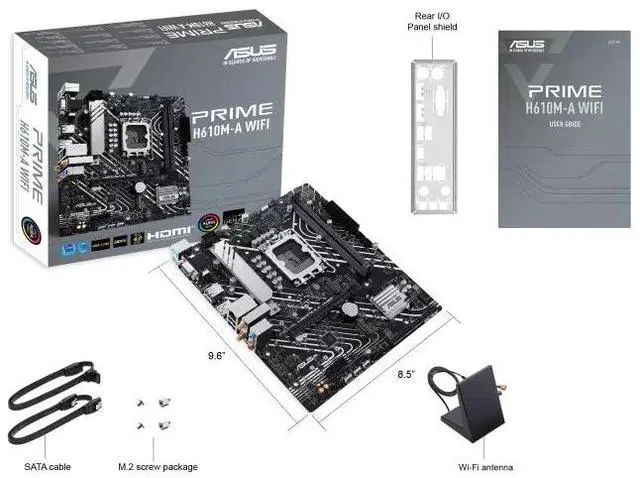 Alt view image 7 of 7 - ASUS PRIME H610M-A WIFI Intel H610 (LGA 1700) mATX motherboard with DDR5, dual M.2 slots, Intel 1Gb Ethernet, WIFI 5,DisplayPort, USB 3.2 Gen 2 ports, Addressable Gen 2 headers,Aura Sync