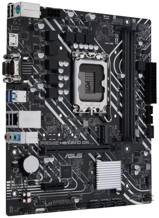 Alt view image 3 of 7 - ASUS PRIME H610M-D D4 Intel H610 (LGA 1700) mic-ATX motherboard, DDR4, PCIe 4.0, M.2 slot, Realtek 1 Gb Ethernet, USB 3.2 Gen 1 ports, SATA 6 Gbps, COM port, LPT header, RGB header, 5X PROTECTION III