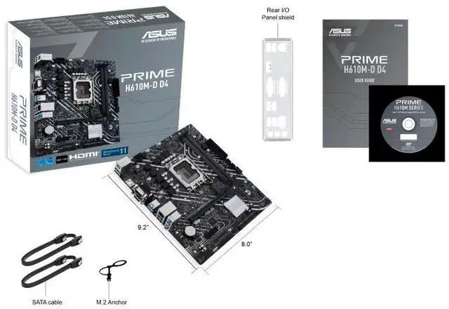 Alt view image 7 of 7 - ASUS PRIME H610M-D D4 Intel H610 (LGA 1700) mic-ATX motherboard, DDR4, PCIe 4.0, M.2 slot, Realtek 1 Gb Ethernet, USB 3.2 Gen 1 ports, SATA 6 Gbps, COM port, LPT header, RGB header, 5X PROTECTION III