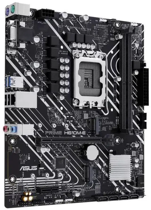 Alt view image 3 of 7 - ASUS PRIME H610M-E Intel H610 (LGA 1700) mATX motherboard PCIe 4.0, dual M.2 slots , DDR5, Realtek 1Gb Ethernet, DisplayPort ,VGA, SATA 6 Gbps, front USB 3.2 Gen 1, Aura Sync