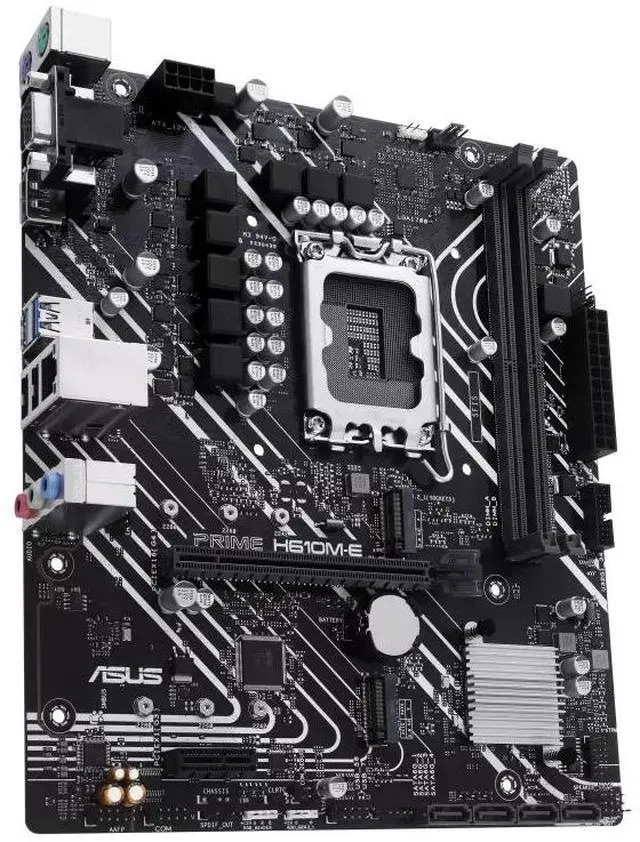 Alt view image 4 of 7 - ASUS PRIME H610M-E Intel H610 (LGA 1700) mATX motherboard PCIe 4.0, dual M.2 slots , DDR5, Realtek 1Gb Ethernet, DisplayPort ,VGA, SATA 6 Gbps, front USB 3.2 Gen 1, Aura Sync